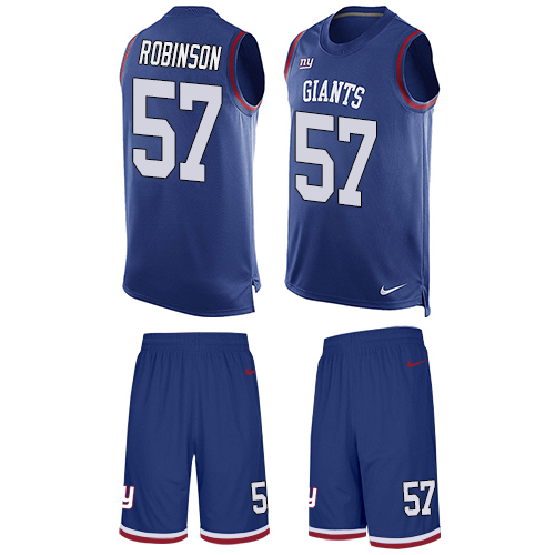 Men's Limited Keenan Robinson Nike Jersey Royal Blue - #57 Tank Top Suit NFL New York Giants